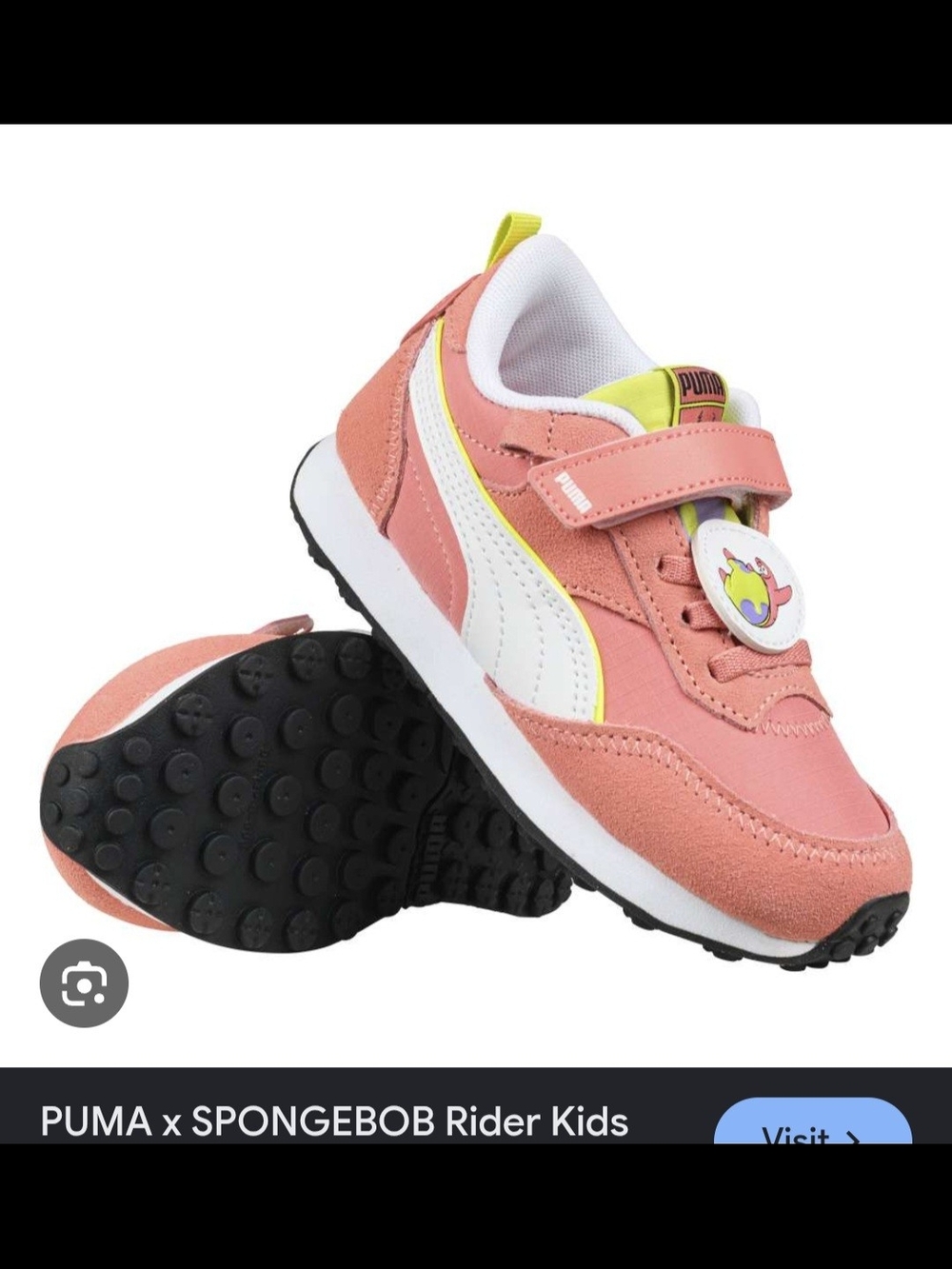 Puma Kids Coral Pink & White SpongeBob Rider Sneaker